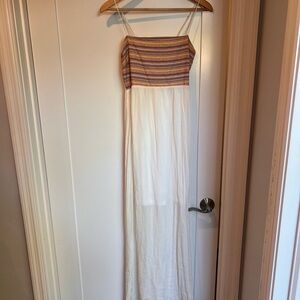 Flying Tomato White and Multicolor Striped Maxi Dress